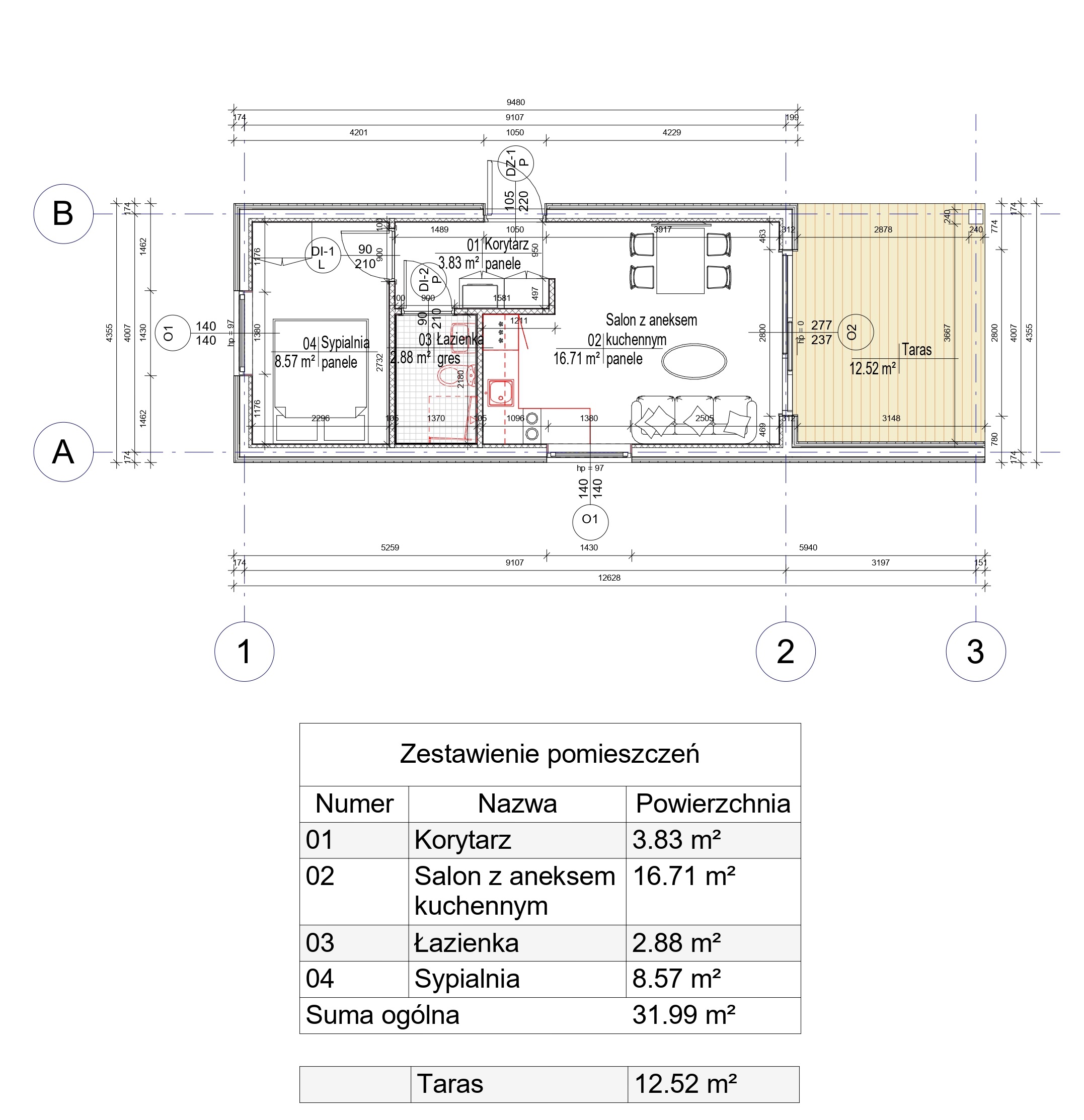 Całoroczny modułowy domek wypoczynkowy UNIQUEhouse Rzut