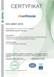 Unihouse Certyfikat ISO 45001