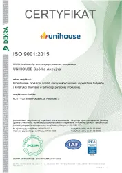 Certyfikat Unihouse ISO 9001