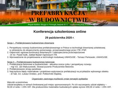 UNIHOUSE partnerem konferencji szkoleniowej "PREFABRYKACJA W BUDOWNICTWIE"